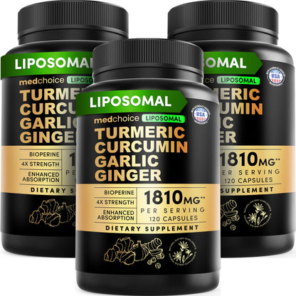 MEDCHOICE Liposomal Organic Turmeric Curcumin with Black Pepper, 120ct