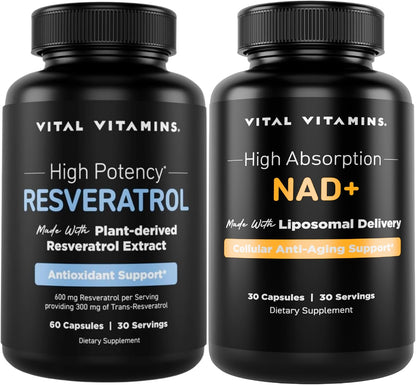 Vital Vitamins Resveratrol Capsules + NAD+ Supplement