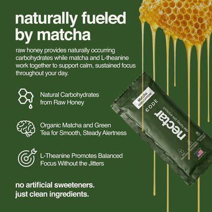 CODE Energy Honey - Ceremonial Matcha Energy Gel, 150mg Caffeine, 12 Pack