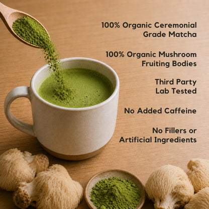 Malama Ceremonial Grade Matcha Powder - Premium Japanese Matcha Green Tea Powder with Organic Lion’s Mane Extract - Organic, Gluten-Free, Vegan, & Unsweetened (2.1 oz) for Energy & Focus