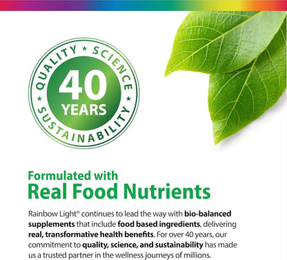 Rainbow Light Calcium Citrate Mini Tablets + | 120 Count | Superior Calcium Absorption | Vegan D3, Boron & Real Food Nutrients | Supplement for Men and Women
