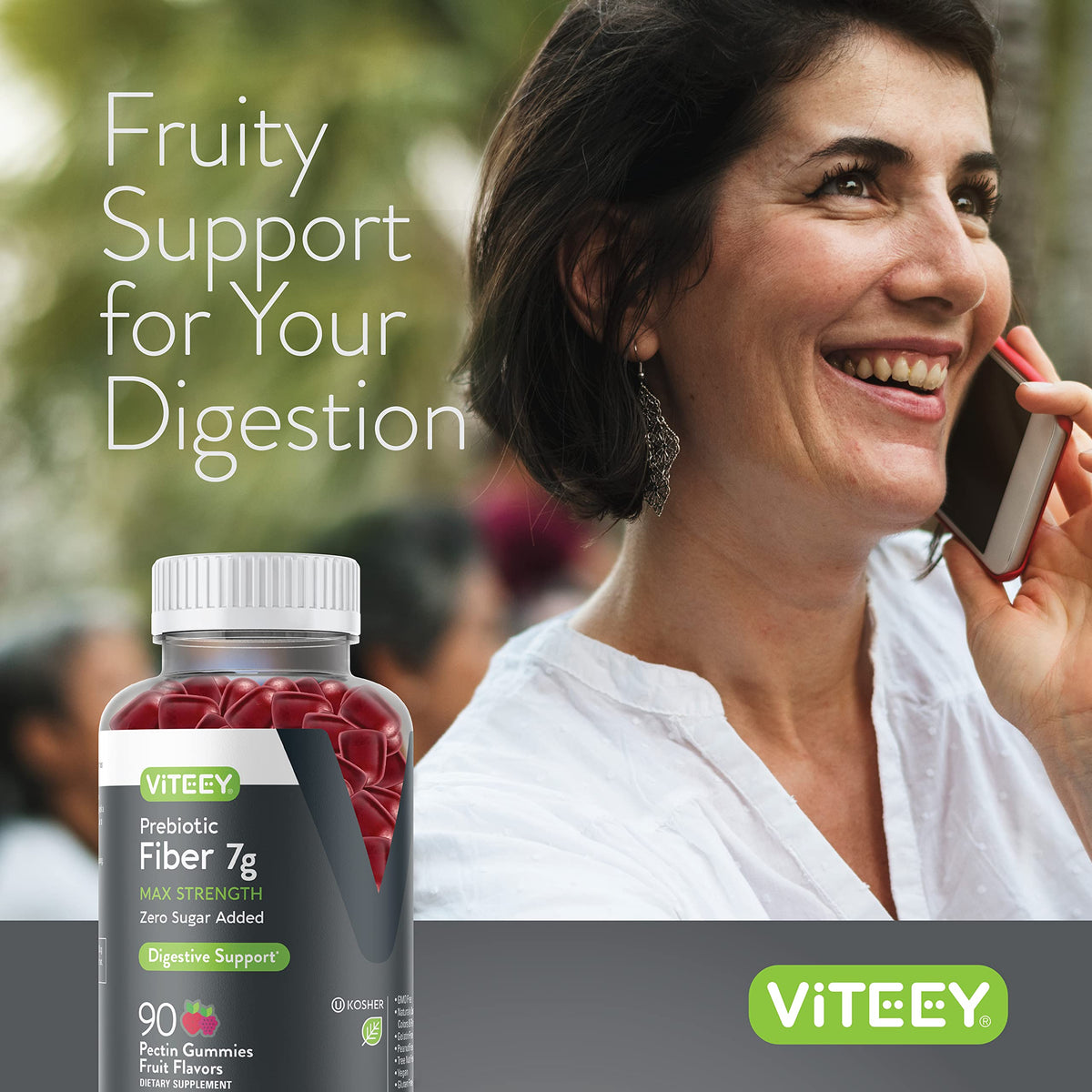 Prebiotic Fiber Gummies 7G Extra Strength [Zero Sugar Added] Digestive Heath Regularity