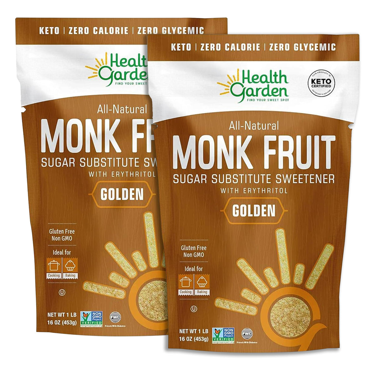 Health Garden Monk Fruit Sweetener, Golden Sugar Substitute - 2.5 lb