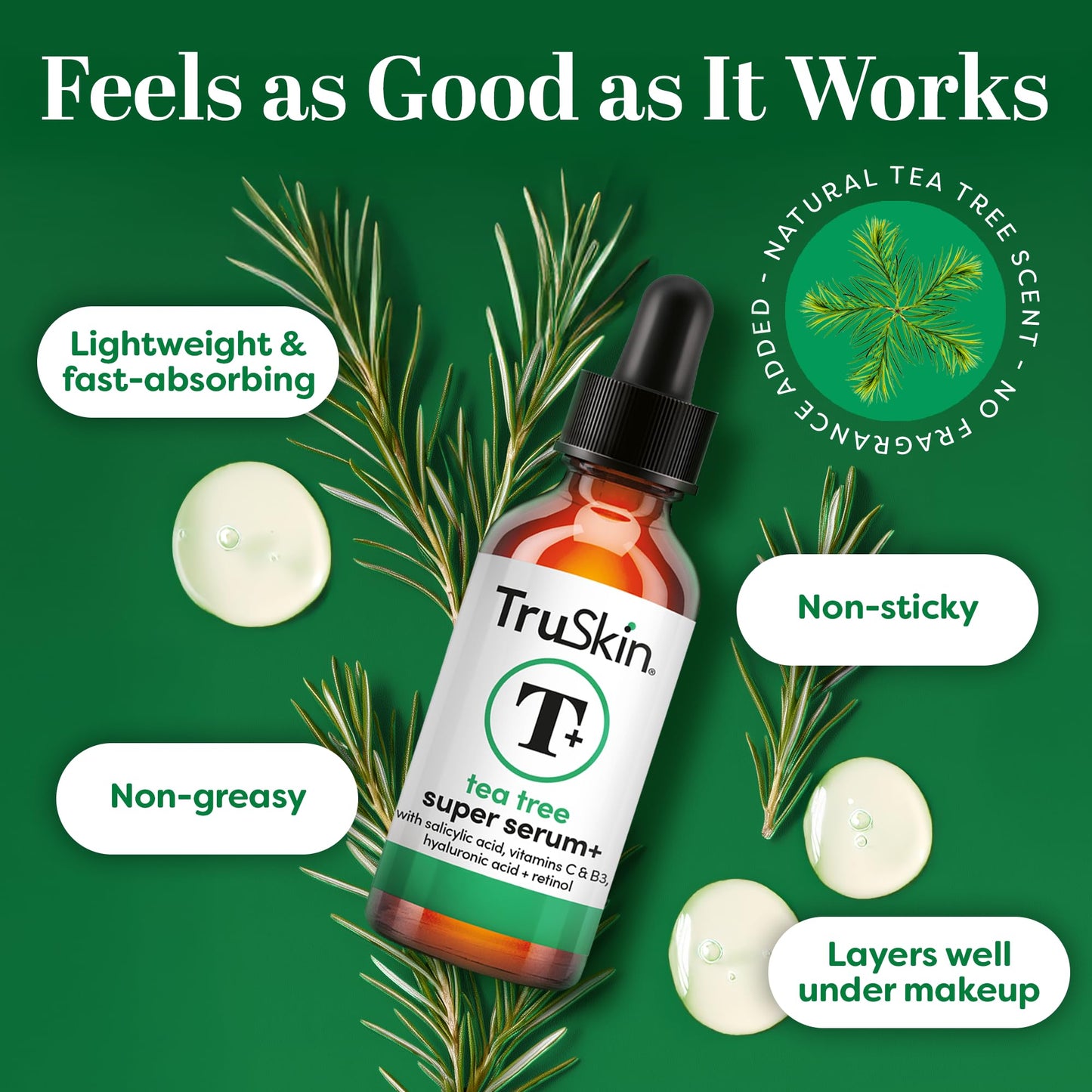 TruSkin Tea Tree Acne Serum with Salicylic Acid & Retinol, 1 fl oz | Helps to clarify acne-prone skin, refine the look of pores & complexion with Tea Tree, Niacinamide, and Vitamin C