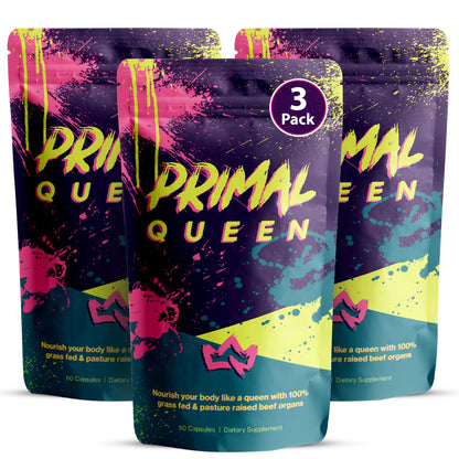 Primal Queen Beef Organ Superfood, Grass-Fed Liver Kidney Heart for Women | Female-Optimized Blend of 6 Pasture-Raised Organs for Hormone Balance, Energy and Vitality; 3rd-Party Tested