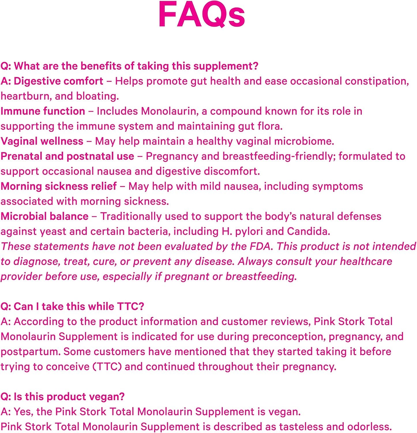 Pink Stork Monolaurin Pellets – Vegan Lauric Acid Immune & Gut Support for Women – Microbial Balance, Digestive Wellness – Odorless, Scoopable Monolaurin Supplement – 226g – 75 Servings