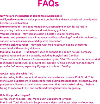 Pink Stork Monolaurin Pellets – Vegan Lauric Acid Immune & Gut Support for Women – Microbial Balance, Digestive Wellness – Odorless, Scoopable Monolaurin Supplement – 226g – 75 Servings