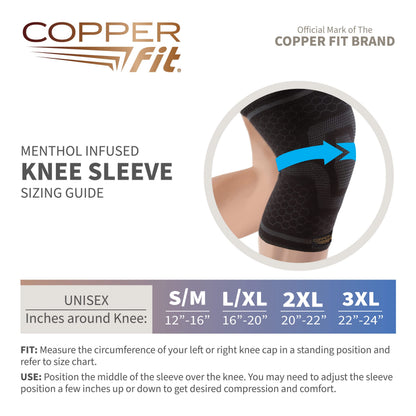 Copper Fit ICE Knee Compression Sleeve Infused with Menthol