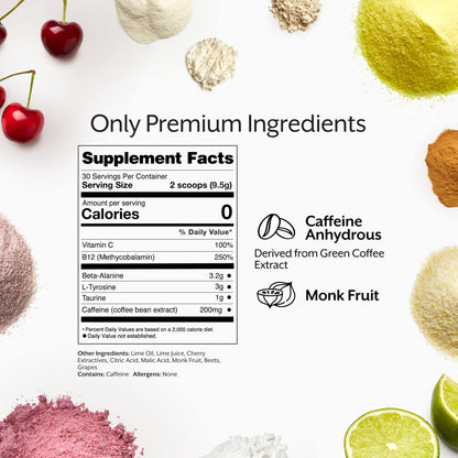 Promix Pre-Workout Powder, Cherry Lime - Maximize Focus & Performance - Helps Muscle