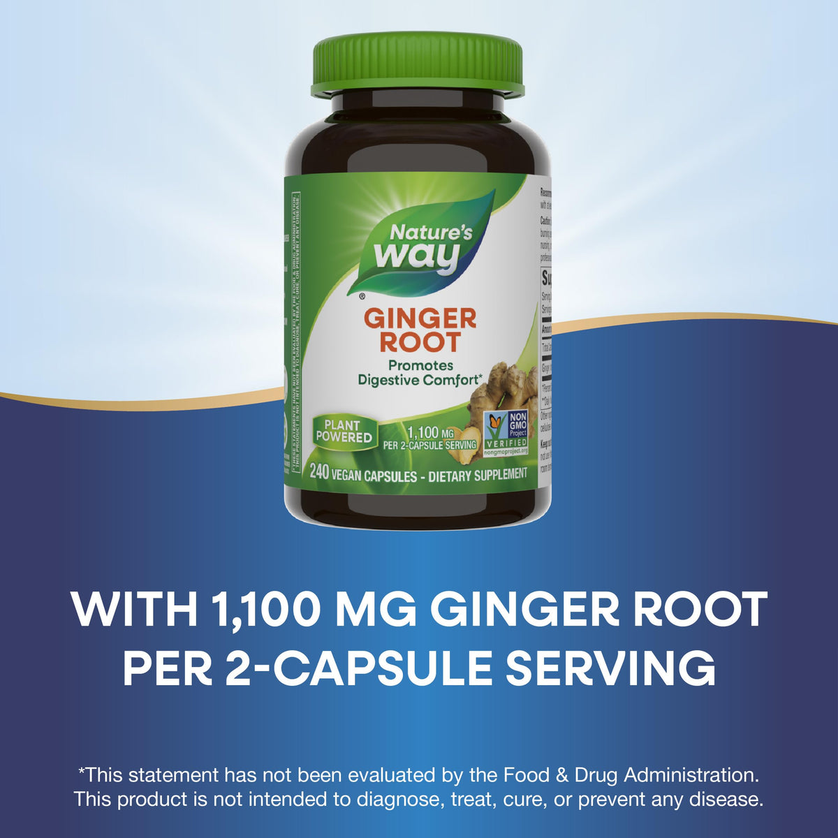 Nature's Way Ginger Root, Promotes Digestive Comfort*, 1,100 mg Per 2-capsule Serving