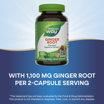 Nature's Way Ginger Root, Promotes Digestive Comfort*, 1,100 mg Per 2-capsule Serving
