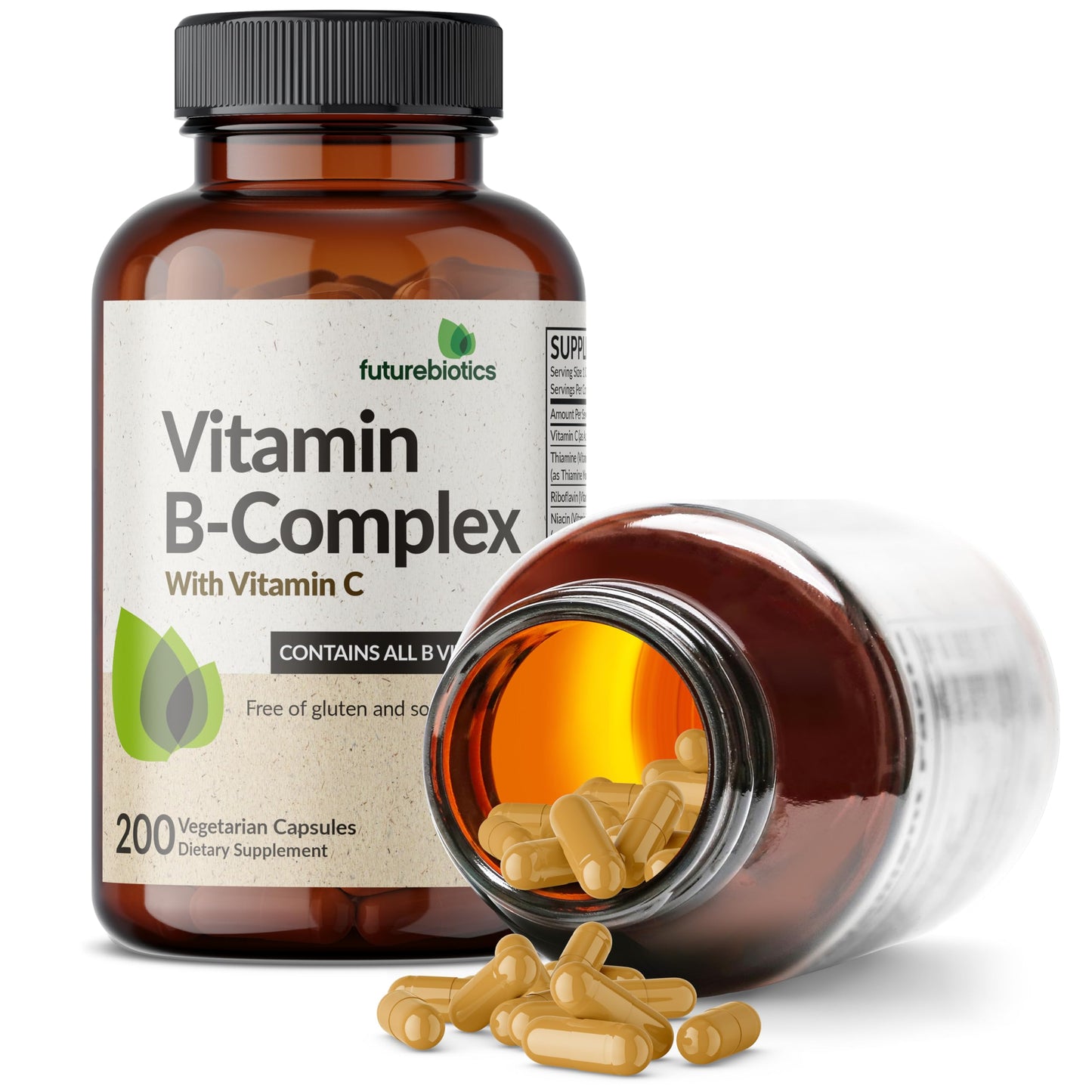Futurebiotics Vitamin B Complex with Vitamin C Supports Energy Production, Nervous System & Immune Support - Non-GMO, 120 Vegetarian Capsules