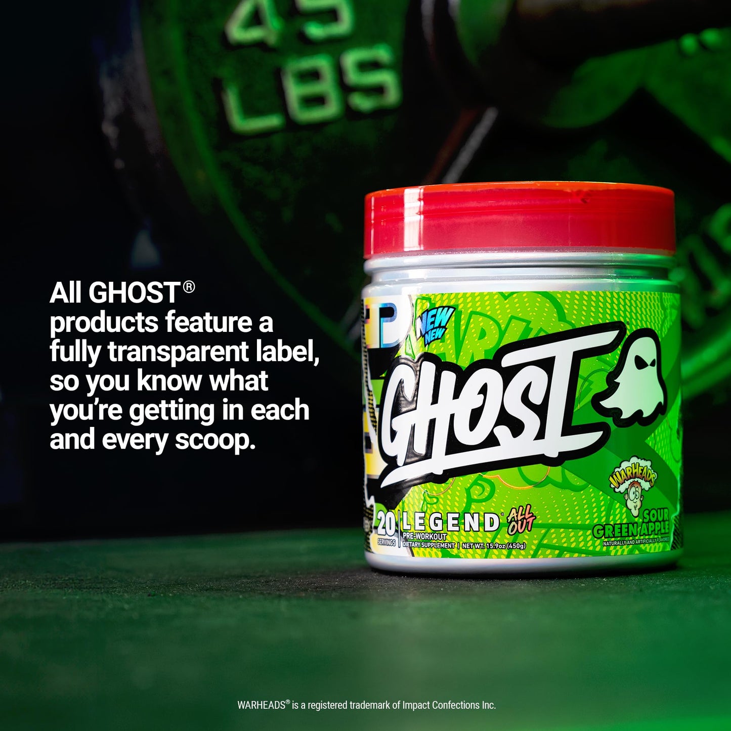 GHOST Legend All Out Pre-Workout Powder, Strawbango - 20 Servings - Preworkout Drink Mix Supplement for Men & Women - Energy & Pumps - Caffeine, Beta Alanine, Betaine, NO3-T- Sugar Free