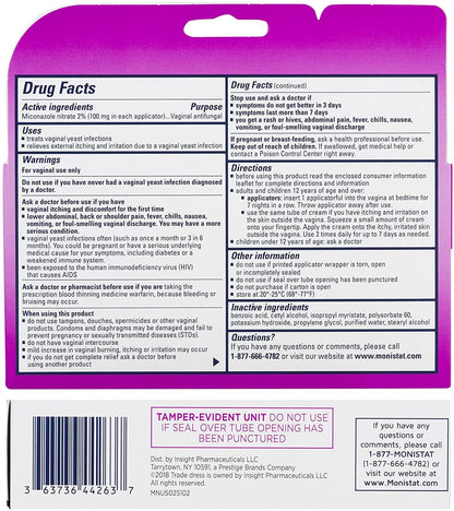 MONISTAT 7-Dose Infection Treatment, 7 Disposable Applicators & 1 Cream Tube (Pack of 1)