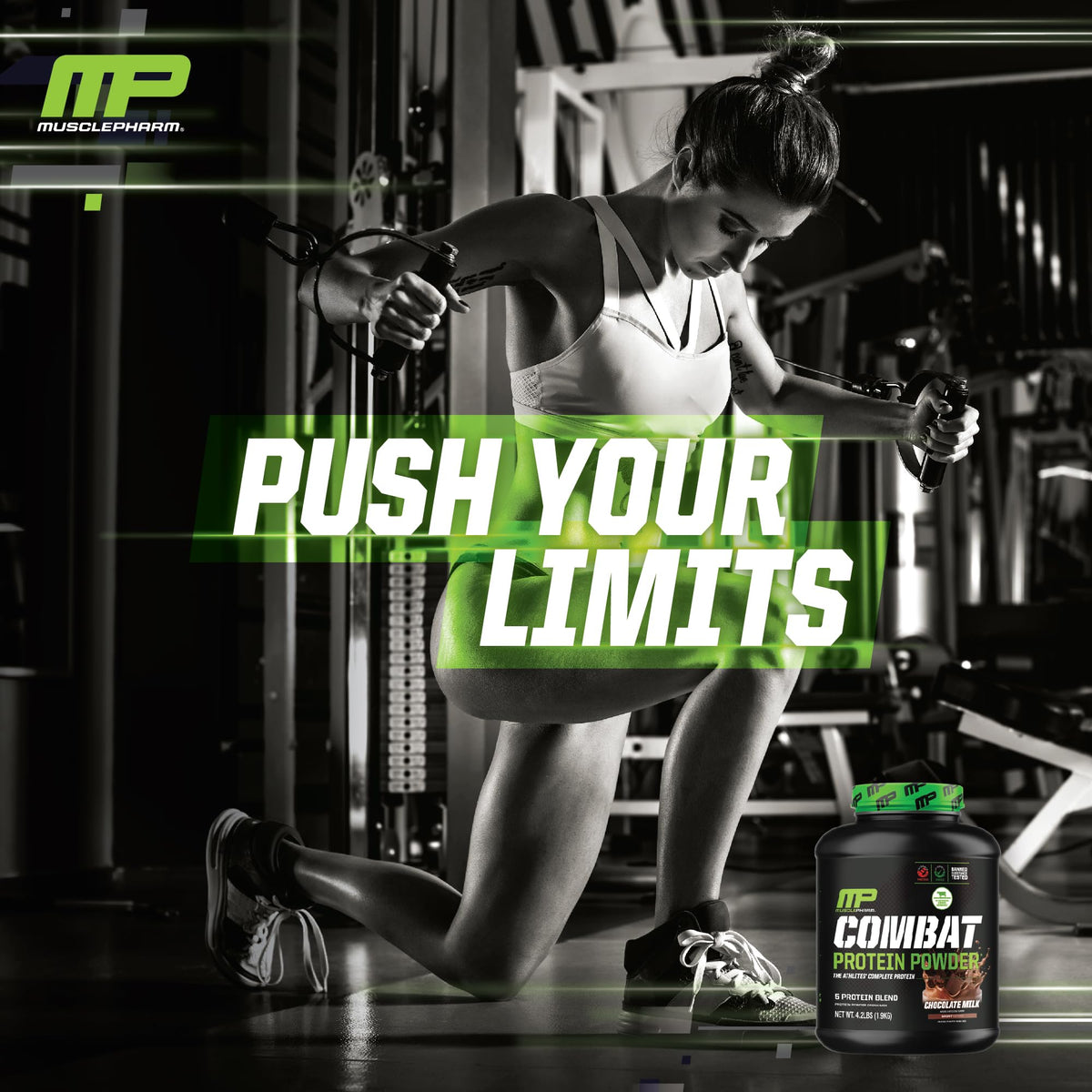 MusclePharm Combat Protein Powder, Chocolate Milk - 4 lb - Gluten Free - 52 Servings