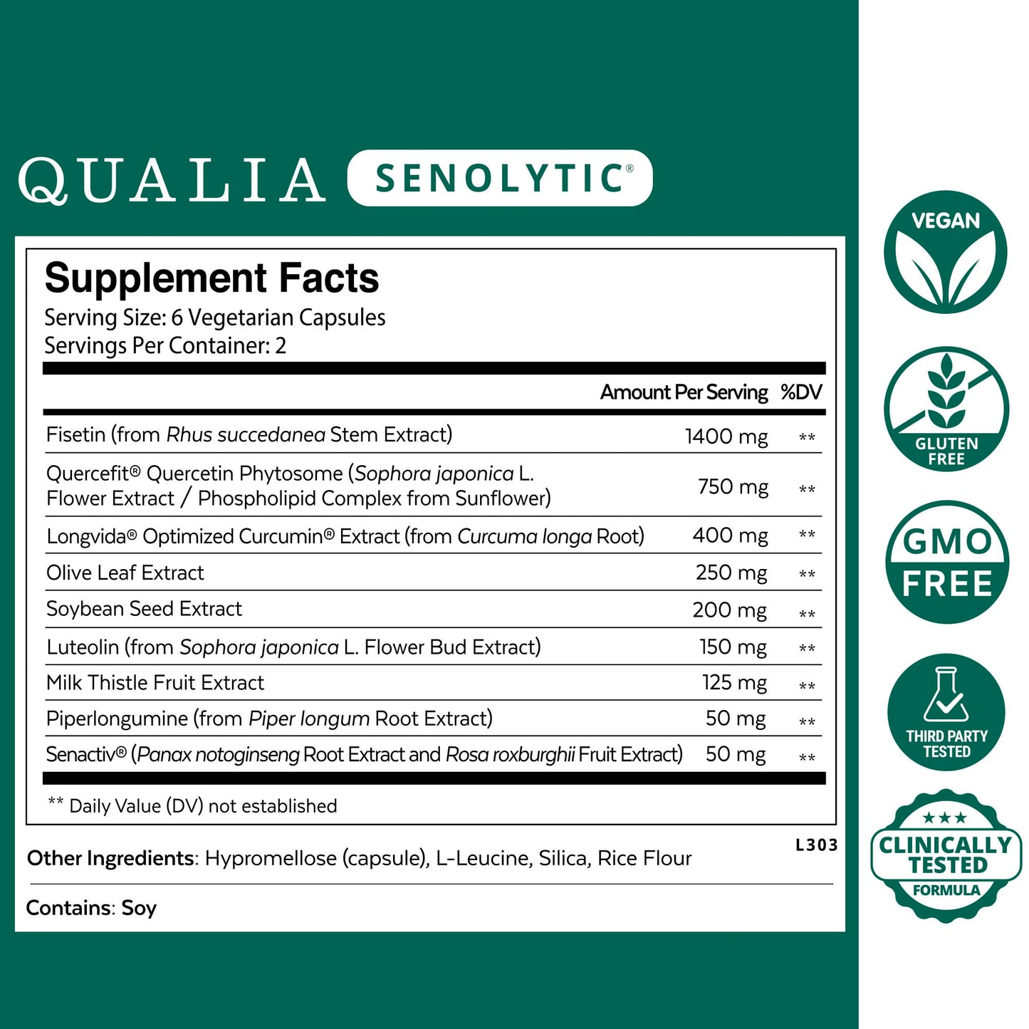 QUALIA LIFE SCIENCES Senolytic Supplement, Fisetin, Quercetin, Piperlongumin & More, Aging Supplement - Supports Optimal Cell Repair & Rejuvenation, Naturally Eliminate Zombie Cells, 1 Month Supply