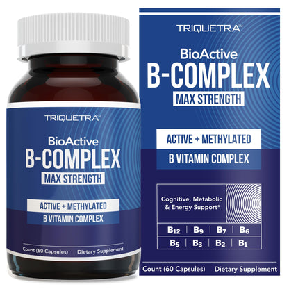 BioActive Vitamin B Complex - Blood Stream Ready, Methylated B Complex - Featuring Methylfolate, 3 BioActive Forms of B12, BenfoPure® B1 & Pantesin® B5 - 12 B Vitamins in Clinical Doses - 60 Servings