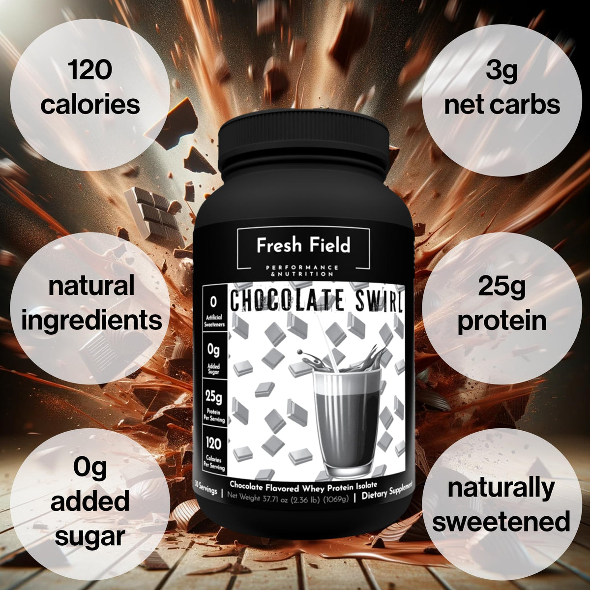 Fresh Field Performance and Nutrition, 30 Servings, 100% Whey Protein Isolate, 25g Protein