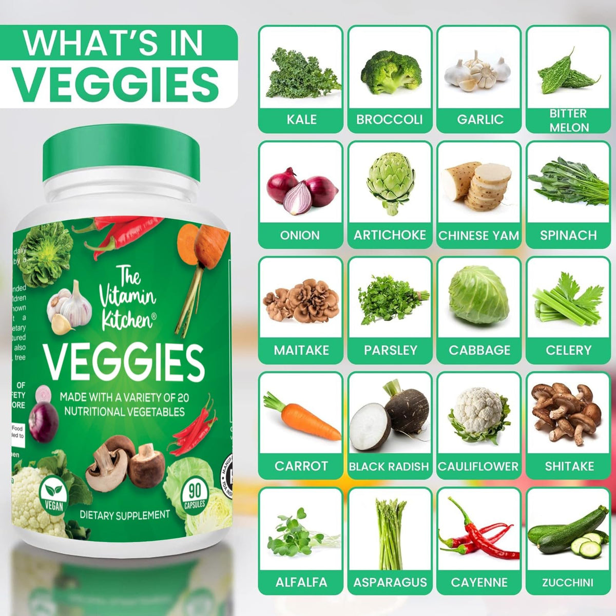 The Vitamin Kitchen Fruit and Veggie Supplements-90 Fruits, 90 Veggies Capsules