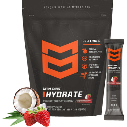 MTN OPS Hydrate Sugar Free Electrolyte Packets, Mango Peach