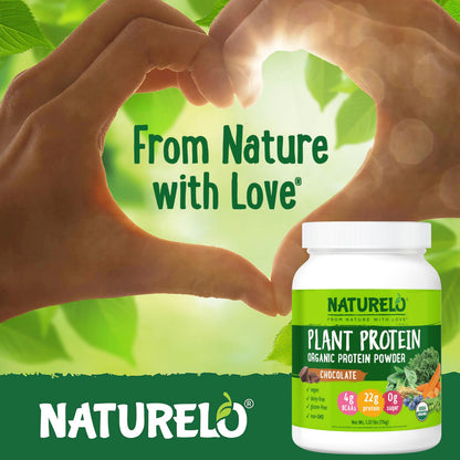 NATURELO Plant Protein Powder, Vanilla, 22g Protein - Non-GMO, Vegan, No Gluten, Dairy, or Soy - No Artificial Flavors, Synthetic Coloring, Preservatives, or Additives - 20 Servings