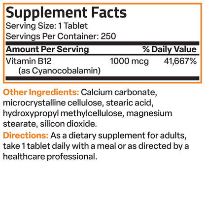 Bronson Vitamin B12 1000 mcg Sustained Release Premium Non GMO Tablets Supports Nervous System, Healthy Brain Function and Energy Production, 100 Count