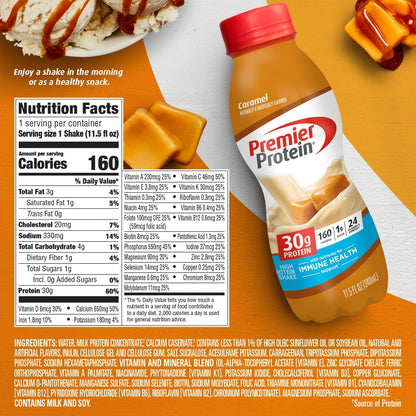 Premier Liquid Protein Shake, Caramel, 30g Protein, 1g Sugar, 24 Vitamins & Minerals