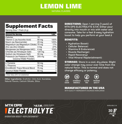 MTN OPS Hydrate Sugar Free Electrolyte Packets, Mango Peach
