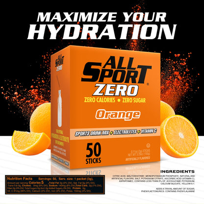 All Sport Zero Powder Sticks, Sugar Free, Strawberry Banana, 50 Count