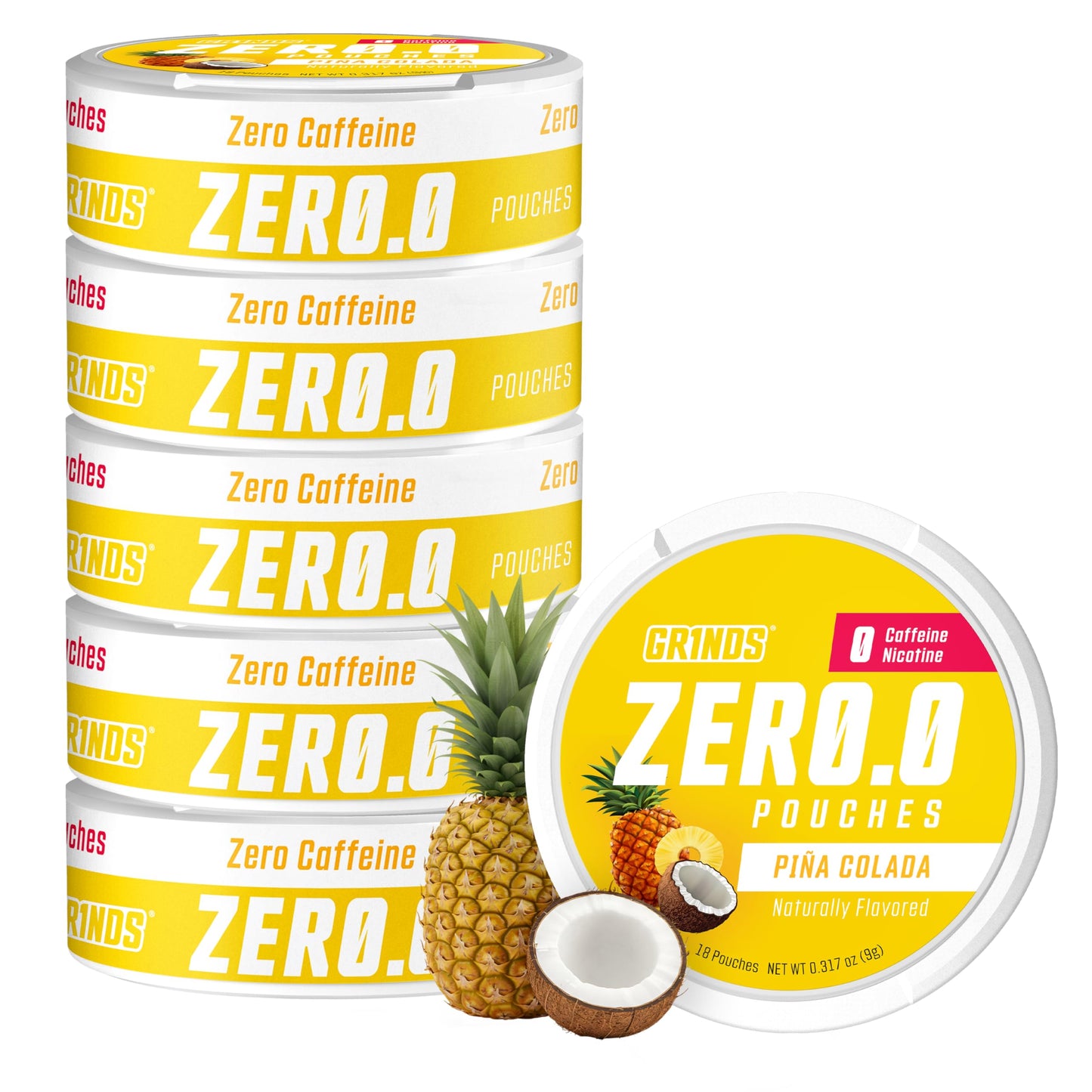 GRINDS Focus Pouches | Naturally Flavored with Nootropic Ingredients | Contains Alpha GPC and L-Theanine | Sugar-Free | 3 Pack | 18 Pouches Per Can | Blue Raspberry