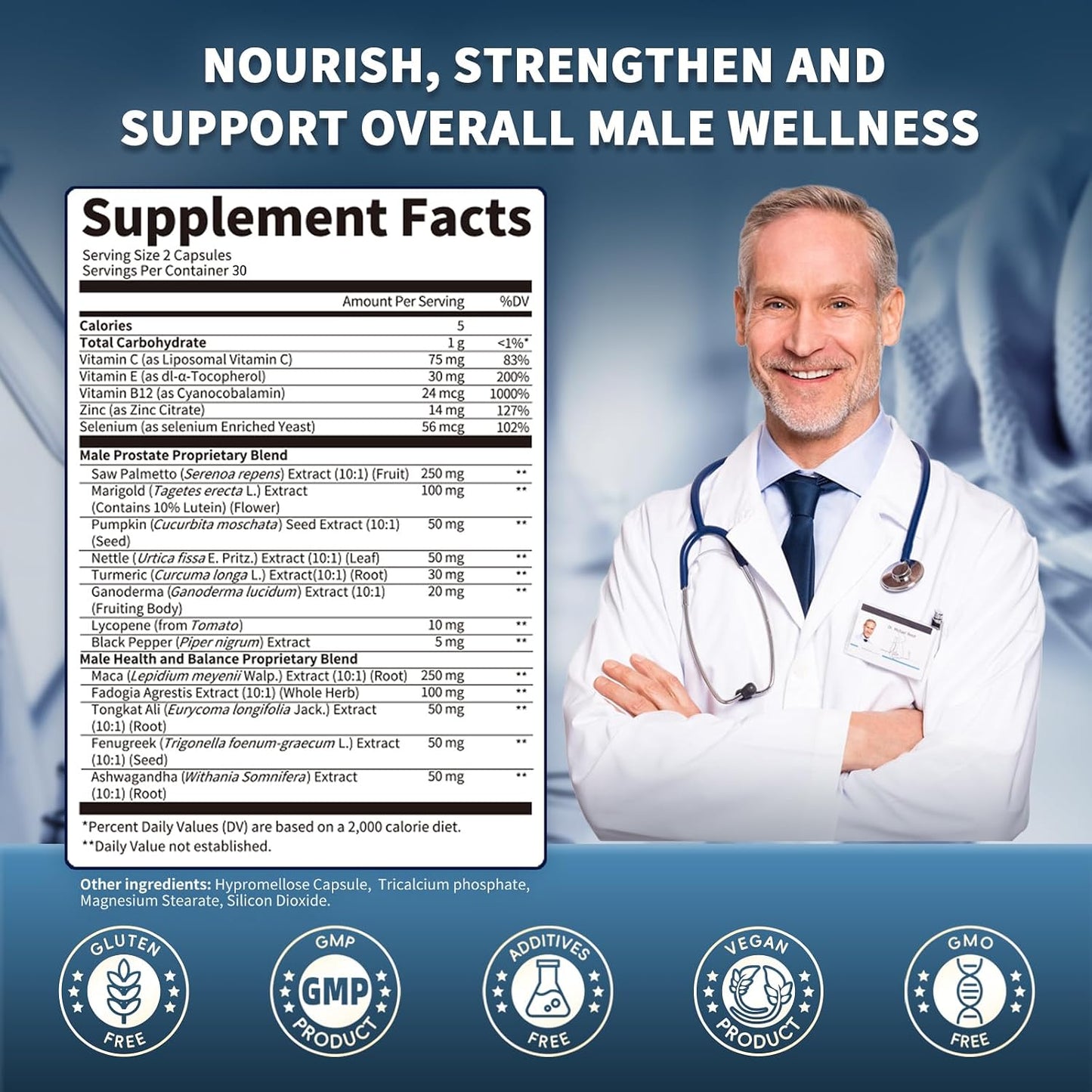 Prostate Health Supplements for Men - 18 in 1 Saw Palmetto with Pumpkin Seed & Nettle - Advanced DHT Blocker - Urinary Tract Health Support - with Ashwagandha, Reishi, 2 Pack