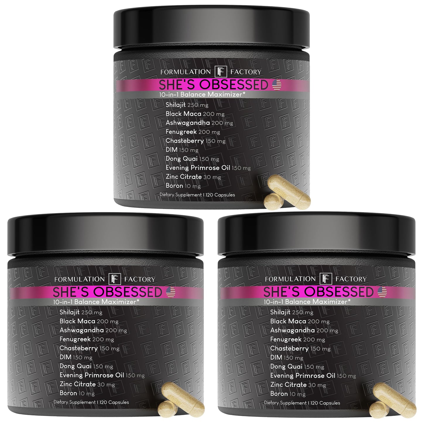 Formulation Factory Hormone Balance for Women - She's Obsessed Vitality Complex with Maca Root & Ashwagandha - Libido & Mood Support - 120 Capsules, 2 Month Supply