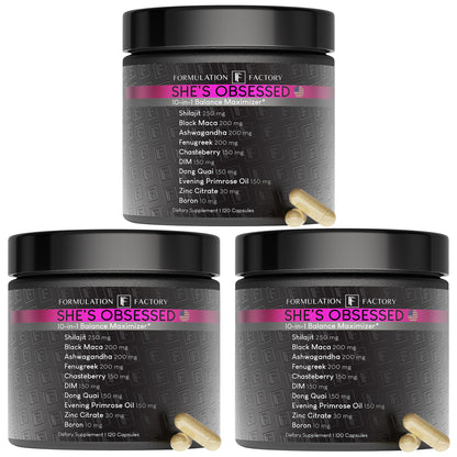 Formulation Factory Hormone Balance for Women - She's Obsessed Vitality Complex with Maca Root & Ashwagandha - Libido & Mood Support - 120 Capsules, 2 Month Supply