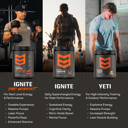 MTN OPS Ignite Pre-Workout, Blue Raspberry, Customizable Gym Energy