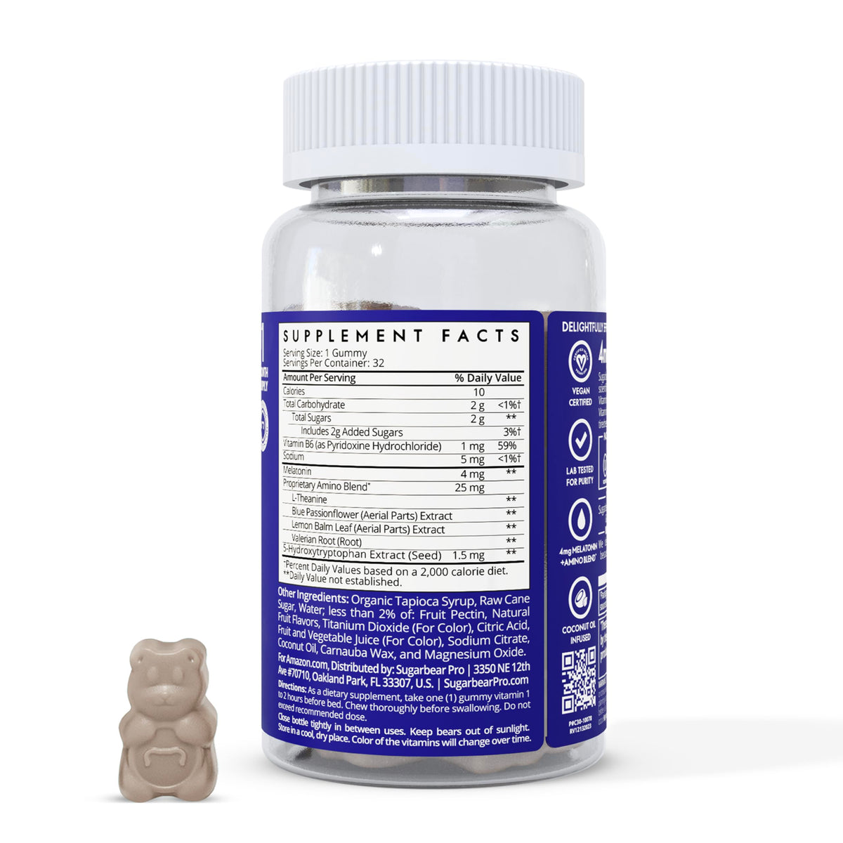 SugarbearPro Sleep Aid Gummies for Adults with Melatonin 4mg, Magnesium, L-Theanine