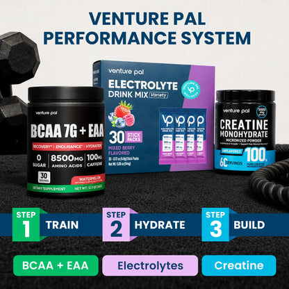 Venture Pal High Sodium Sugar-Free Electrolytes Powder Packets, 16 Sticks | Hydration Packets with Sodium, Potassium & Magnesium, Zero Calories, Keto, Vegan, and Paleo Friendly