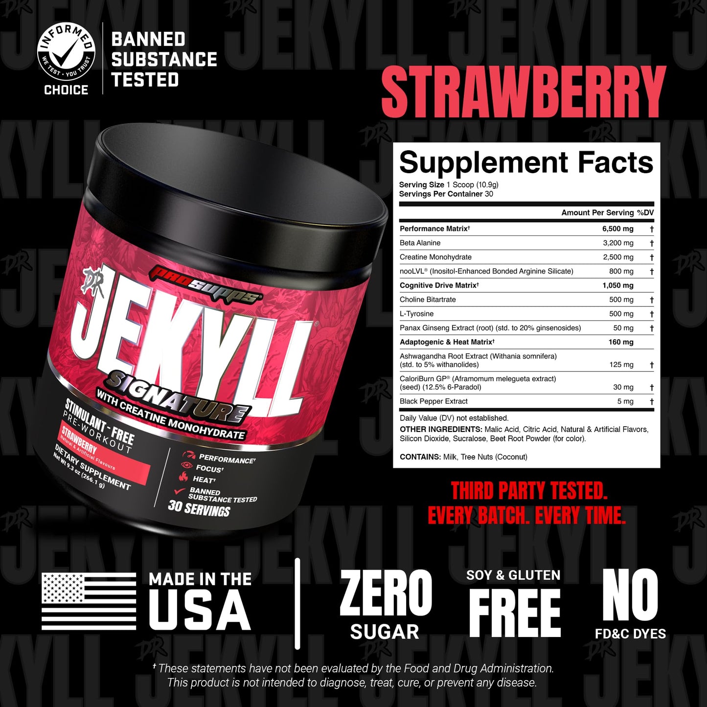 ProSupps Dr. Jekyll Signature Pre Workout Powder with Creatine - Stim-Free Preworkout Supports Focus & Endurance - Caffeine-Free Gym & Fitness Supplements (Blueberry Lemonade, 30 Servings)