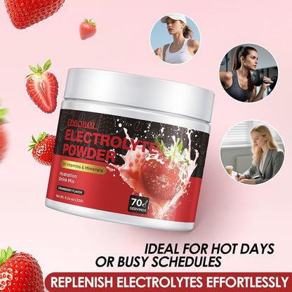 Sugar Free Electrolyte Powder Strawberry 70 Servings Refreshing Hydration Mix with Potassium, Sodium & Magnesium Fast-Absorbing Hydration Supplement, Gluten-Free, Ideal for Athletes