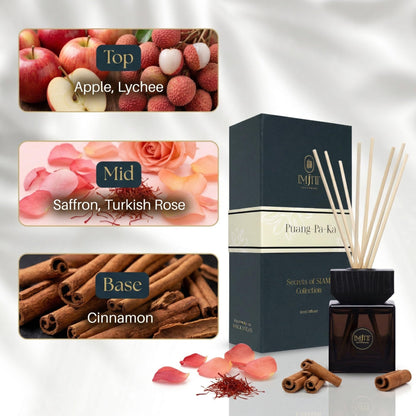 Gulab Jamun by Imjitt - Authentic Thai Botanical Aroma Diffuser with Turkish Rose and White Tea Notes, Featuring Luxury Reed diffusers for Home to Create a Welcoming, Long-Lasting Ambient Scent