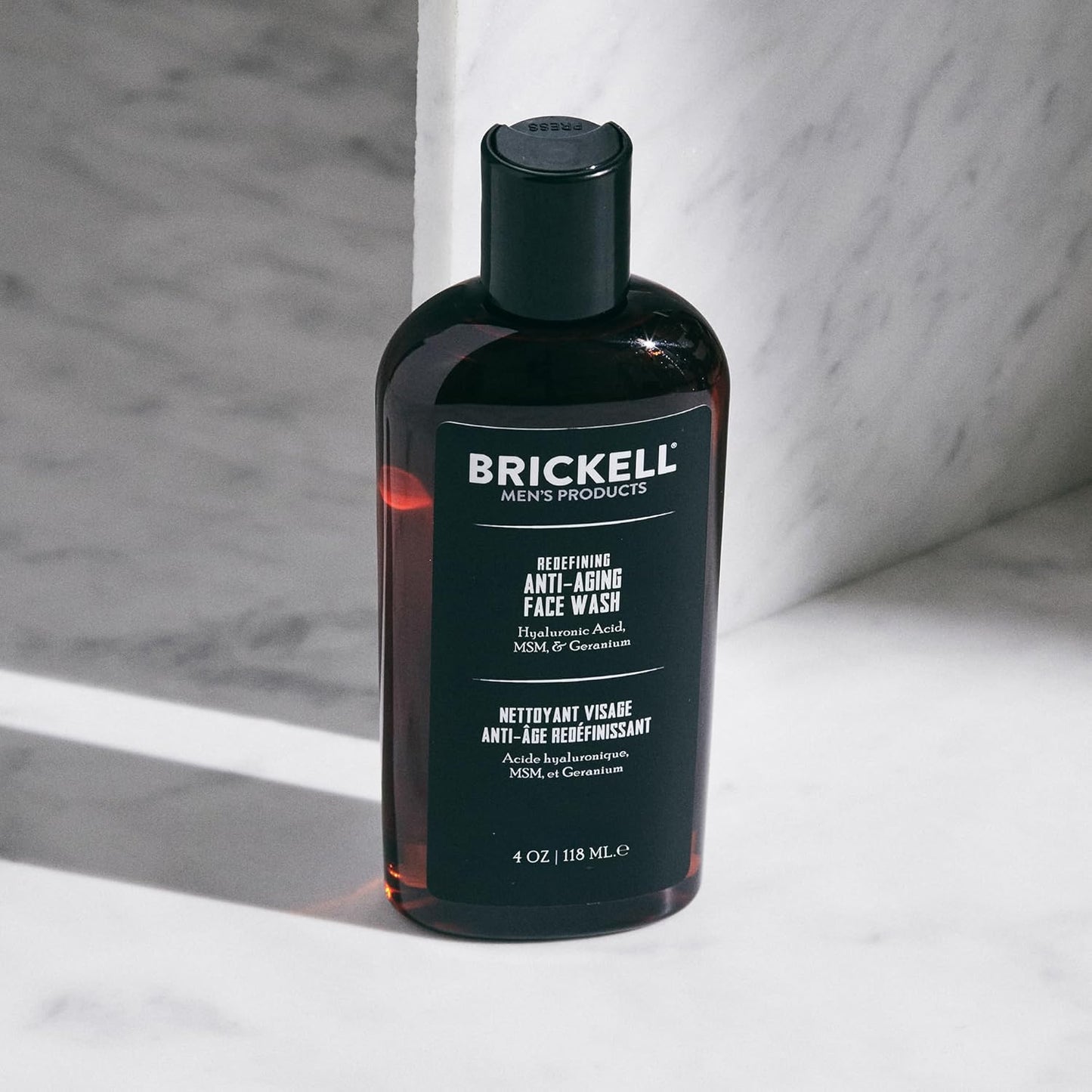 Brickell Men's Redefining Anti-Aging Face Wash For Men, Foaming Gel Face Wash Firms & Plumps Skin to Reduce Signs of Aging, With Hyaluronic Acid, Vitamin E, and Vitamin C, 4oz, Scented