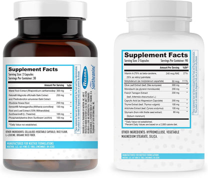 NuEthix Formulations Cortisol and Microbiome Balance Supplement Bundle: Cort-Eaze Cortisol-Control Supplement, 60 Capsules, 30 Servings and Gut Defender+, 180 Capsules, 90 Servings
