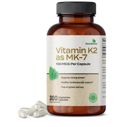Futurebiotics Vitamin K2 as MK-7 100 mcg, Supports Strong Bones - Non-GMO, 100 Vegetarian Capsules