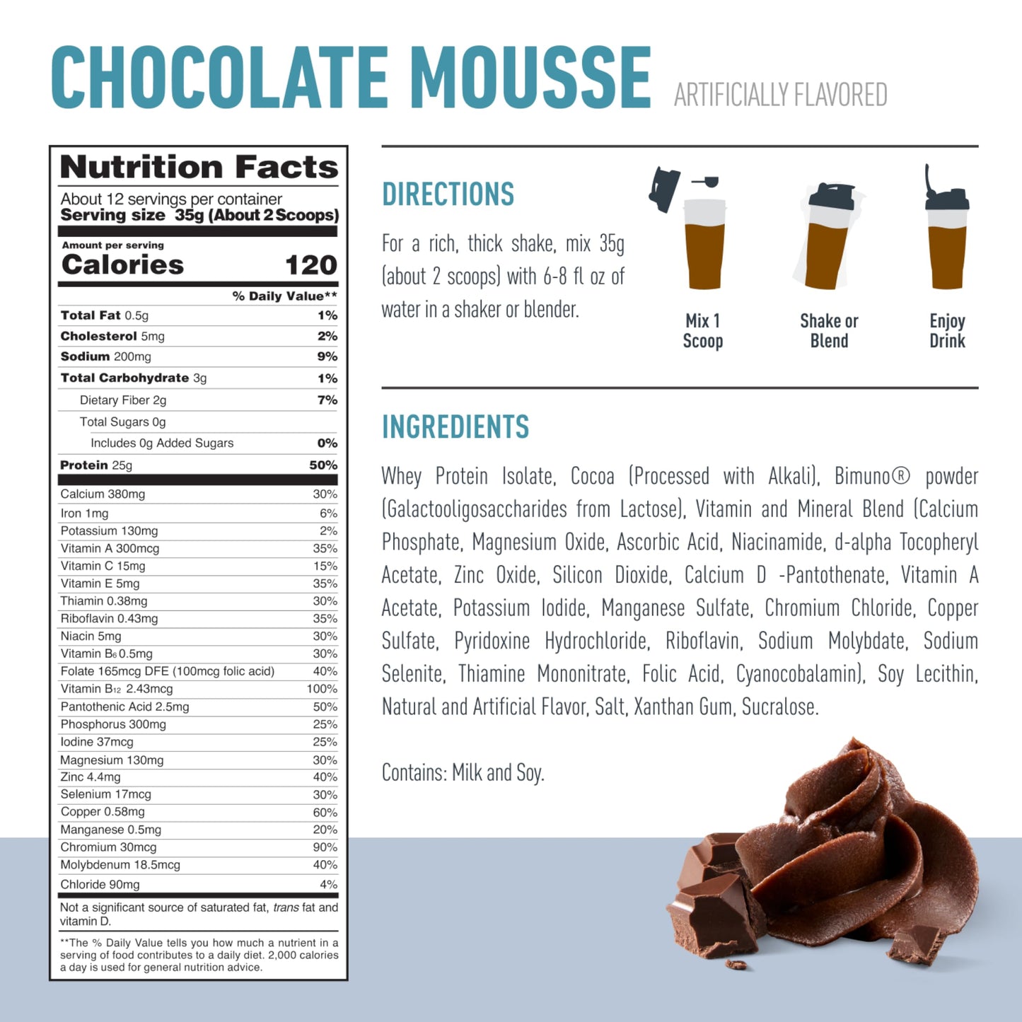 Isopure Protein + Gut Health & Immune Support Powder, Chocolate Mousse, 25g Whey Protein with Prebiotics & Vitamins, 12 Servings (Pack of 1)