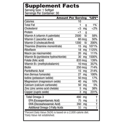 Oceanblue Prenatal Multivitamin with Omega-3 DHA Fish Oil for Pregnant Women