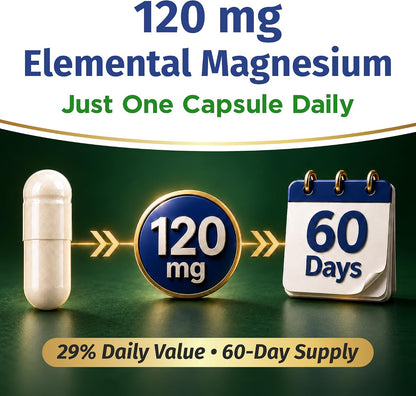 1 Body Magnesium Glycinate Complex, High Absorption, 60 Vegan Capsules
