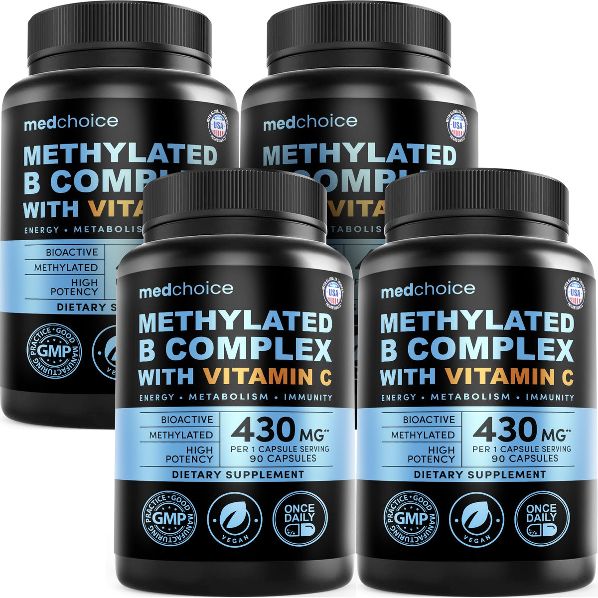 MEDCHOICE 9-in-1 Methylated Vitamin B Complex for Women & Men, 90ct