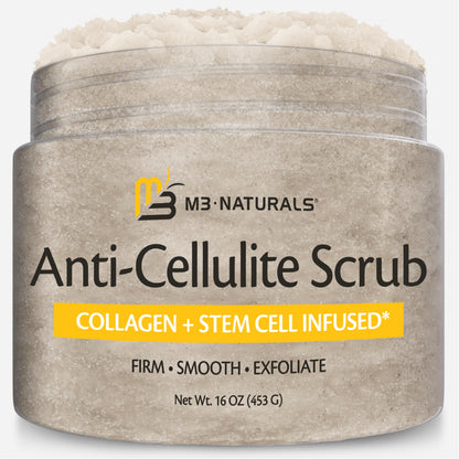 Himalayan Salt Scrub Face Foot & Body Exfoliator Infused with Collagen and Stem Cell Natural Exfoliating Salt Body Scrub for Toning Cellulite Skin Care by M3 Naturals