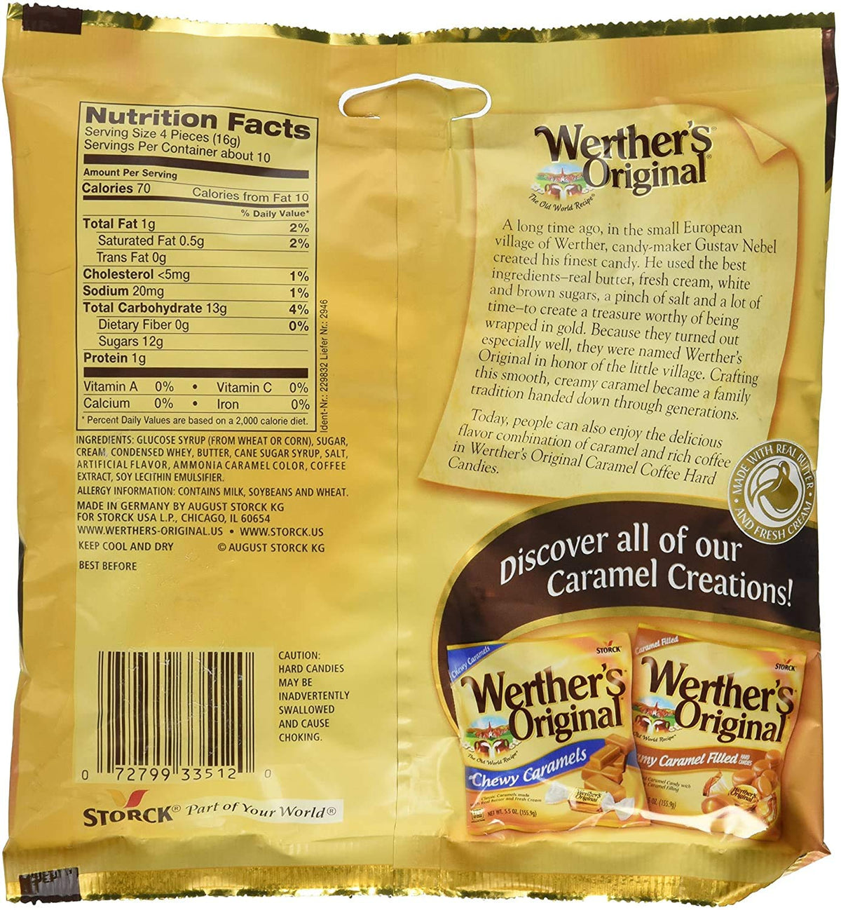 Werther's Original Sugar Free Hard Candies 1.46 Oz (3 Pack)