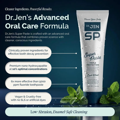 Dr. Jen Super Paste Toothpaste, 10% Nano Hydroxyapatite, Dentist Designed