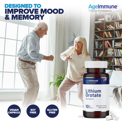 Lithium Orotate 10mg per Capsule - 60 Vegetarian Capsules. Memory and Emotional Wellness Support - Magnesium Stearate Free - 2 Months Supply of Lithium Supplement.